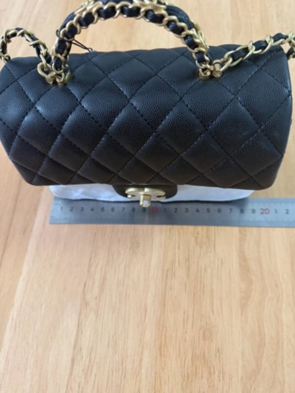 Luxury 25B Mini CF Flap Bag Black Caviar Leather with Gold-Tone Hardware - Picture 4 of 10